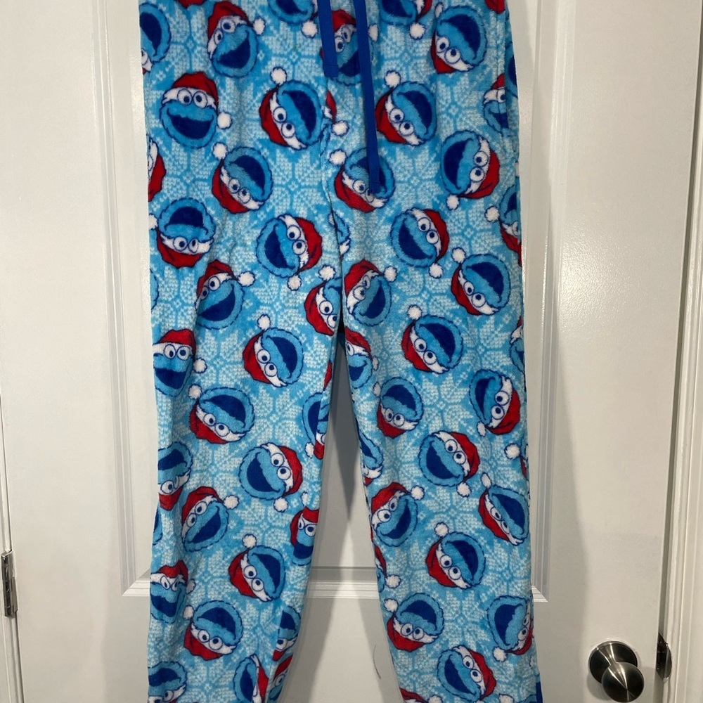 Womens Sesame Street Blue Character Pajama Pants Size Large CB-